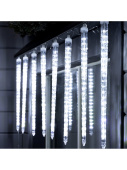 Гирлянда «Сосульки рифленые» 2.5 × 0.3 м, IP65, прозрачная нить, 192 LED, свечение белое с эффектом стекания, 12 В