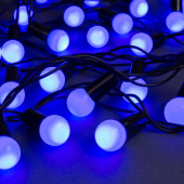 Гирлянда «Нить» 20 м с насадками «Шарики 1.5 см», IP44, тёмная нить, 200 LED, свечение синее, 8 режимов, 220 В