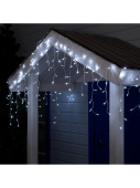 Гирлянда «Бахрома» 3 × 0.6 м, IP44, УМС, прозрачная нить, 160 LED, свечение белое, мерцание белым, 220 В