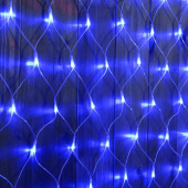 Гирлянда «Сеть» 2 × 1.5 м, IP44, УМС, прозрачная нить, 192 LED, свечение синее, 220 В