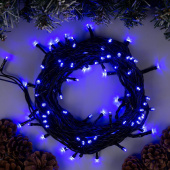 Гирлянда «Нить» 10 м, IP44, тёмная нить, 100 LED, свечение синее, 8 режимов, 220 В