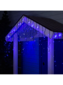 Гирлянда «Бахрома» 3 × 0.6 м, IP44, УМС, тёмная нить, 160 LED, свечение синее, мерцание белым, 220 В