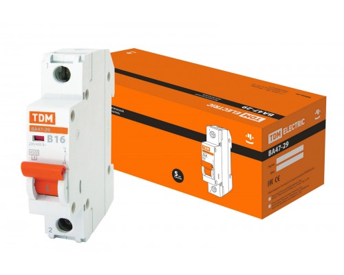 Автоматический выключатель ВА47-29 1Р 16А 4,5кА х-ка B TDM