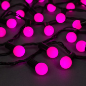 Гирлянда «Нить» 20 м с насадками «Шарики 1.5 см», IP44, тёмная нить, 200 LED, свечение розовое, 8 режимов, 220 В
