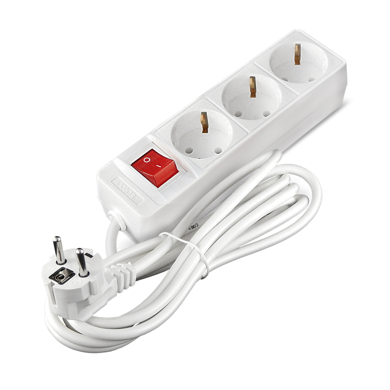 Удлинитель бытовой У03В выключатель, 3 гнезда, 5метров, с заземлением, ПВС 3х1 мм² 16А/250В TDM