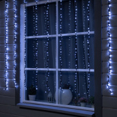 Гирлянда «Водопад» 2 × 1.5 м, IP44, УМС, прозрачная нить, 400 LED, свечение белое, 8 режимов, 220 В