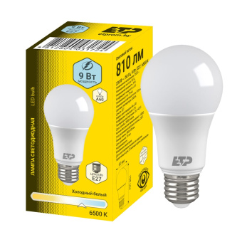 Лампа светодиодная 9W A60 E27 6500K (100) ETP