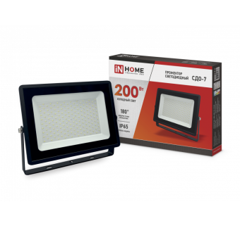 Прожектор светодиодный СДО-7 200Вт 230В 6500К IP65 черный IN HOME