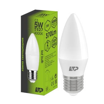 Лампа светодиодная C3 5W 4000K E27 ETP
