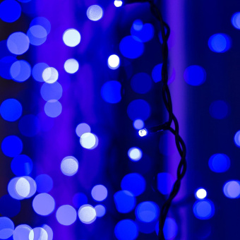 Гирлянда «Занавес» 2 × 1.5 м, IP44, УМС, тёмная нить, 360 LED, свечение синее, 220 В