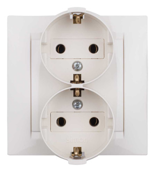 1590459-031 Розетка двойная с заземлением Schuko 
2x2Р+Е 16A 250В~ моноблок цвета слоновая кость