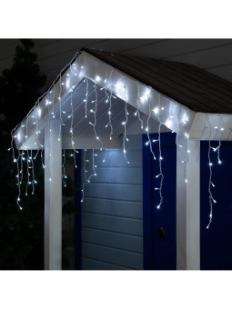Гирлянда «Бахрома» 3 × 0.6 м, IP44, УМС, белая нить, 160 LED, свечение белое, мерцание белым, 220 В