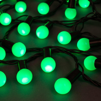 Гирлянда «Нить» 20 м с насадками «Шарики 1.5 см», IP44, тёмная нить, 200 LED, свечение зелёное, 8 режимов, 220 В