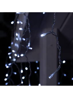 Гирлянда «Бахрома» 3 × 0.6 м, IP44, УМС, прозрачная нить, 160 LED, свечение белое, 220 В