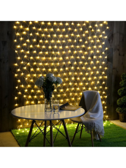 Гирлянда «Сеть» 2 × 3 м, IP44, УМС, прозрачная нить, 384 LED, свечение тёплое белое, 220 В