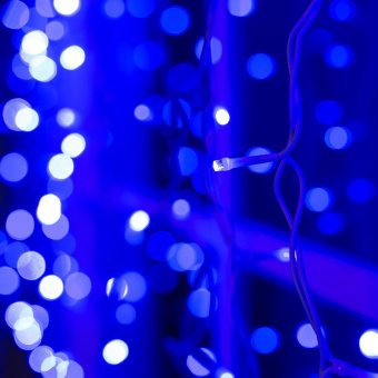 Гирлянда «Занавес» 2 × 1.5 м, IP44, УМС, белая нить, 360 LED, свечение синее, 220 В