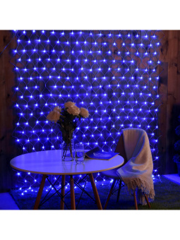 Гирлянда «Сеть» 2 × 3 м, IP44, УМС, прозрачная нить, 384 LED, свечение синее, 220 В
