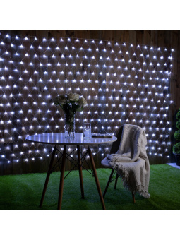 Гирлянда «Сеть» 2 × 3 м, IP44, УМС, прозрачная нить, 384 LED, свечение белое, 220 В