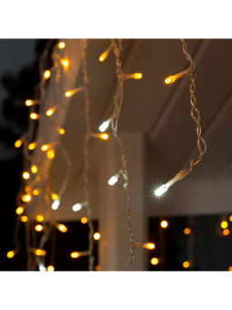 Гирлянда «Бахрома» 3 × 0.6 м, IP44, УМС, прозрачная нить, 160 LED, свечение жёлтое, мерцание белым, 220 В
