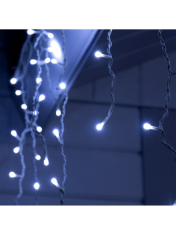 Гирлянда «Бахрома» 3 × 0.6 м, IP44, УМС, белая нить, 160 SMD-LED, свечение белое, 220 В