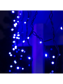 Гирлянда «Бахрома» 3 × 0.6 м, IP44, УМС, тёмная нить, 160 LED, свечение синее, мерцание белым, 220 В