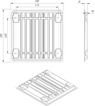 Офисный светильник SVT-ARM-U-AIR-595x595x34-29W-PR-Dimm-IP54