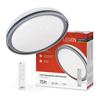 Светильник светодиодный COMFORT LEGION 75Вт 230В 3000-6500K 6000Лм 490x85мм с пультом ДУ IN HOME