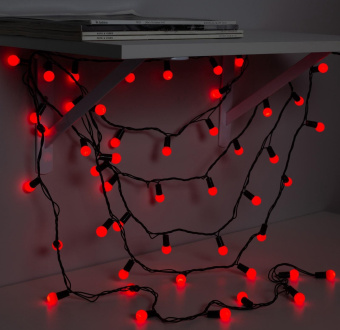 Гирлянда «Нить» 20 м с насадками «Шарики 1.5 см», IP44, тёмная нить, 200 LED, свечение красное, 8 режимов, 220 В