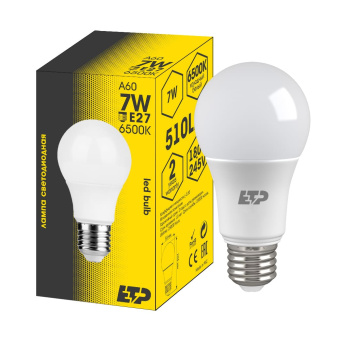 Лампа светодиодная A60 7W 6500K E27 ETP