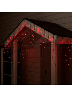 Гирлянда «Бахрома» 4 × 0.6 м, IP44, тёмная нить, 180 LED, свечение красное, 8 режимов, 220 В