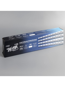 Гирлянда «Сосульки рифленые» 2.5 × 0.42 м, IP65, прозрачная нить, 288 LED, свечение белое с эффектом стекания, 12 В