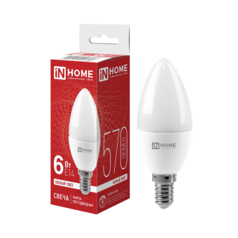 Лампа светодиодная LED-СВЕЧА-VC 6Вт 230В Е14 4000К 570Лм IN HOME