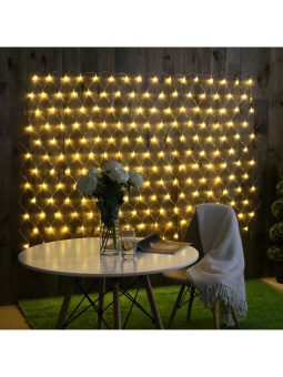 Гирлянда «Сеть» 2 × 1.5 м, IP44, УМС, прозрачная нить, 192 LED, свечение тёплое белое, 220 В