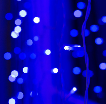 Гирлянда «Занавес» 2×6 м, IP44, УМС, белая нить, 1440 LED, свечение синее, 220 В