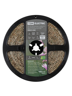 Лента светодиодная SMD5050-60 LED/м-IP65-12 В-14,4 Вт/м-6000 К (5 м) блистер TDM