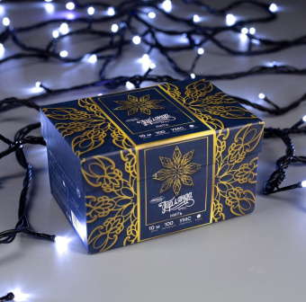 Гирлянда «Нить» 10 м, IP44, УМС, тёмная нить, 100 LED, свечение белое, мерцание белым, 220 В