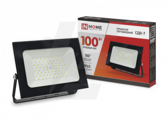 Прожектор светодиодный СДО-7 100Вт 230В 6500К IP65 черный IN HOME