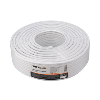Кабель коаксиальный RG-6U, 75 Ом, CCS/Al/Al, 48%, белый, бухта 100 м PROconnect