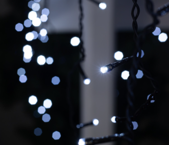 Гирлянда «Бахрома» 3 × 0.6 м, IP44, УМС, тёмная нить, 160 LED, свечение белое, мерцание белым, 220 В