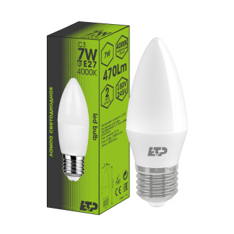 Лампа светодиодная C3 7W 4000K E27 ETP