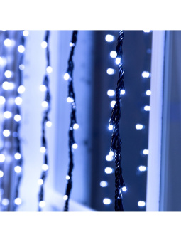 Гирлянда «Водопад» 2 × 1.5 м, IP44, УМС, прозрачная нить, 400 LED, свечение белое, 8 режимов, 220 В