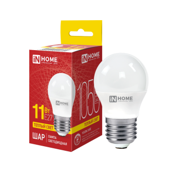Лампа светодиодная LED-ШАР-VC 11Вт 230В Е27 3000К 1050Лм IN HOME