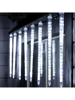 Гирлянда «Сосульки рифленые» 2.5 × 0.3 м, IP65, прозрачная нить, 192 LED, свечение белое с эффектом стекания, 12 В