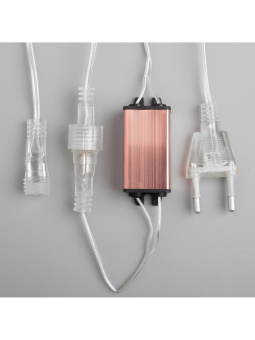 Гирлянда «Сосульки рифленые» 2.5 × 0.3 м, IP65, прозрачная нить, 192 LED, свечение белое с эффектом стекания, 12 В