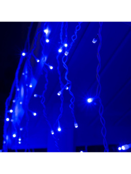 Гирлянда «Бахрома» 3 × 0.6 м, IP44, УМС, белая нить, 160 SMD-LED, свечение синее, 220 В