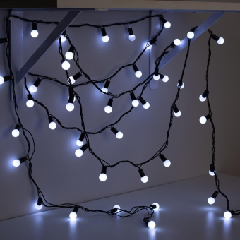 Гирлянда «Нить» 20 м с насадками «Шарики 1.5 см», IP44, тёмная нить, 200 LED, свечение белое, 8 режимов, 220 В