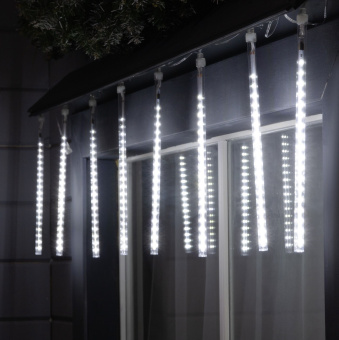 Гирлянда «Сосульки» 2.5×0.3 м, IP65, прозрачная нить, 192 LED, свечение белое с эффектом стекания, 12 В