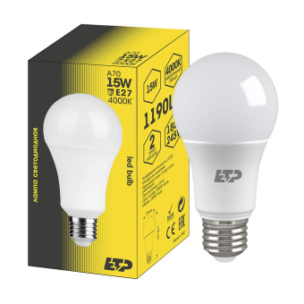 Лампа светодиодная A70 15W 4000K E27 ETP