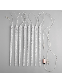 Гирлянда «Сосульки рифленые» 2.5 × 0.3 м, IP65, прозрачная нить, 192 LED, свечение белое с эффектом стекания, 12 В